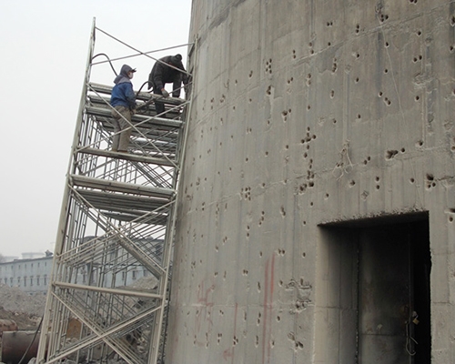 绳锯切割-2011年12月太原市热电厂烟囱爆破拆除工程